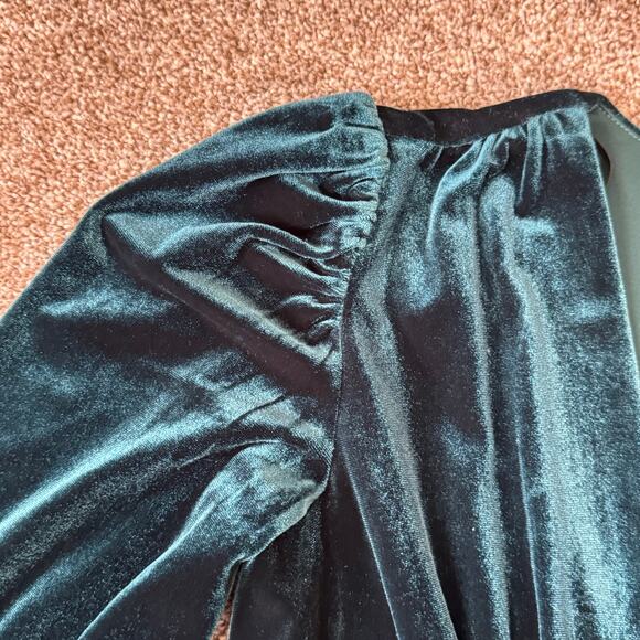 Vince Camuto Size 0 Twist Front Long Sleeve Velvet Dress Jewel Green Wicked - Picture 6 of 14